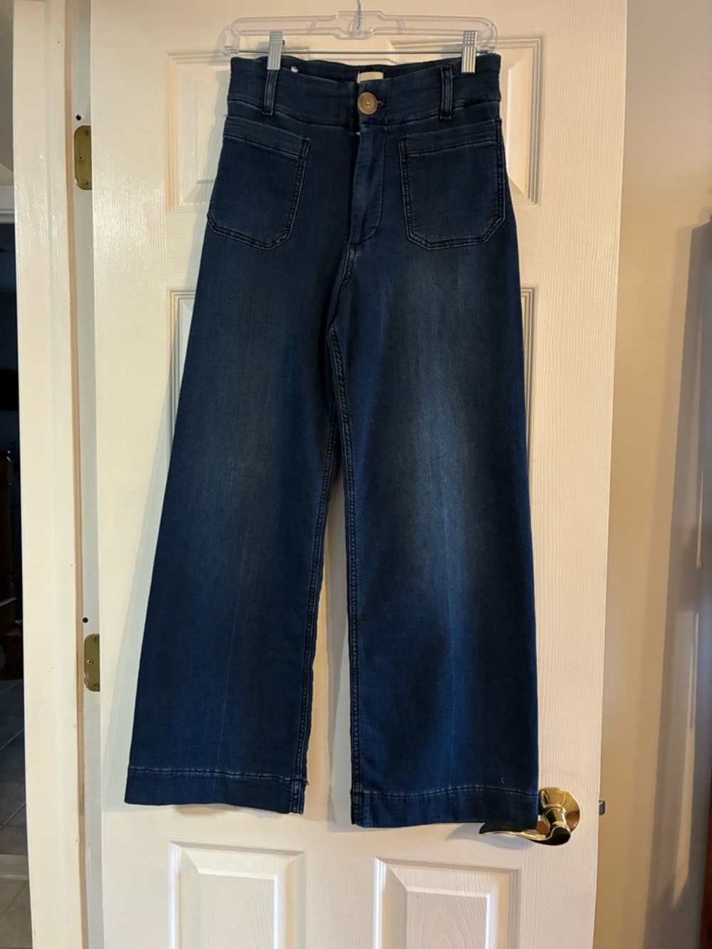 Anthropologie High-Rise Colette Wide-Leg Jeans in Dark Blue 27P